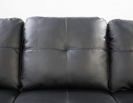RITSU L Shape Sectional Sofa, Upholstered Corner Couch with Storage Ottoman, Reversible Backrest w/Cup Holder, 4 Seater, Faux Leather Tufted Cushions, for Living Room,Apartment, Black, 71 inch - LeafyLoom