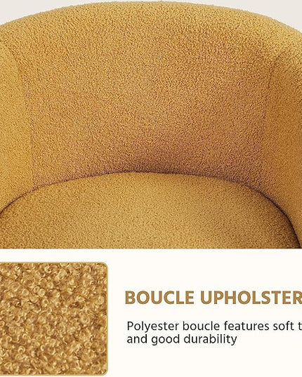 Yaheetech Accent Chair, Cozy Living Room Chairs with Soft Padded, Furry Sherpa Barrel Chair Sturdy Legs, Modern Armchair for Living Room Bedroom Reception Room Office, Mustard Yellow - LeafyLoom