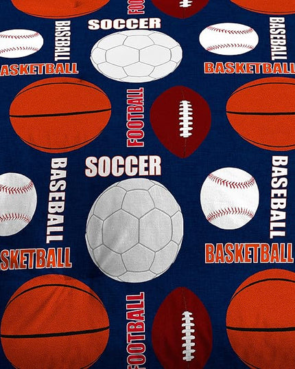 dream FACTORY Kids 7-Piece Complete Set Easy-Wash Super Soft Microfiber Comforter Bedding, Full, Navy All Sports - LeafyLoom