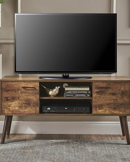 48 Inch Classic Wood TV Stand, Modern Entertainment Center Console Table with 2 Open and 2 Closed Storage Space for Livingroom Bedroom, Old Pine - LeafyLoom