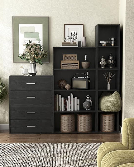 Apexa 2 Cube Storage Organizer Shelves, Stackable Wood Bookcase Fits Cubby Bins for Organization, Dorm Teen Room Decor & Home Office, Black - LeafyLoom