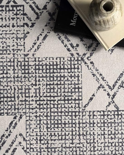 nuLOOM Mia Machine Washable Geometric Medallion Ultra Thin Area Rug, 6' Square, Light Grey - LeafyLoom
