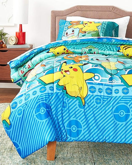 Northwest Pokemon Bed in a Bag Set, Twin, First Starters - LeafyLoom