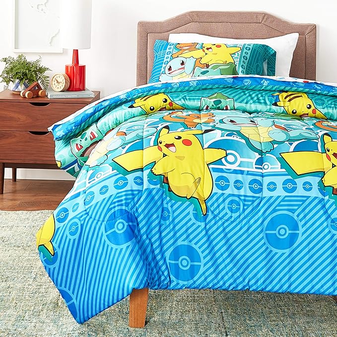 Northwest Pokemon Bed in a Bag Set, Twin, First Starters - LeafyLoom