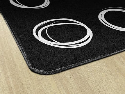 Flagship Carpets Circle Sampler Abstract Educational Area Rug for Kids Room or Childrens Classroom Carpet, Playroom or Home Learning, 7'6" x 12', Black - LeafyLoom