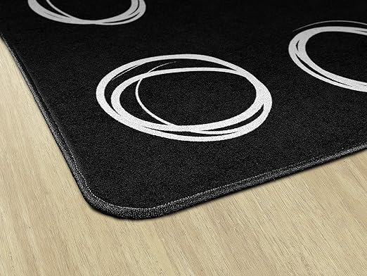 Flagship Carpets Circle Sampler Abstract Educational Area Rug for Kids Room or Childrens Classroom Carpet, Playroom or Home Learning, 7'6" x 12', Black - LeafyLoom
