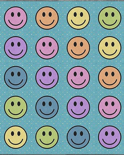 Flagship Carpets Smiley Seating (Seats 30) Classroom Area Rug or Educational Learning Mat, Kids Room or Playroom Carpet, 10'6" x 13'2", Blue/Multi - LeafyLoom