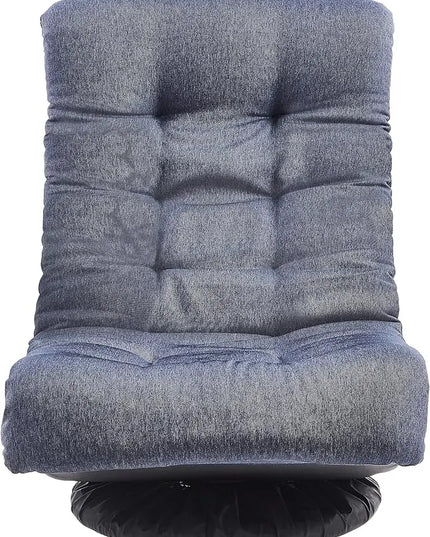 Amazon Basics Swivel Foam Lounge Chair - with Headrest, Adjustable, Denim, Blue, 26.3D x 23.5W x 13.7H in - LeafyLoom