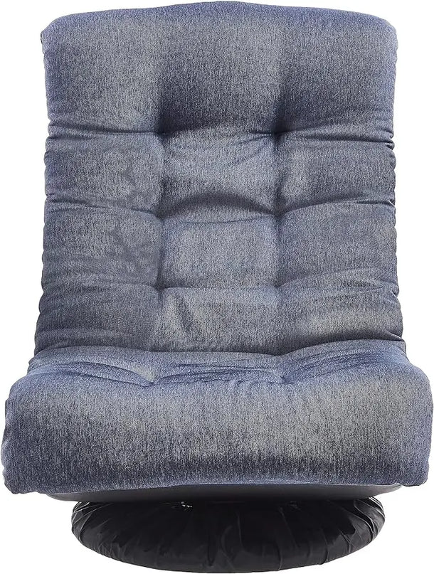 Amazon Basics Swivel Foam Lounge Chair - with Headrest, Adjustable, Denim, Blue, 26.3D x 23.5W x 13.7H in - LeafyLoom