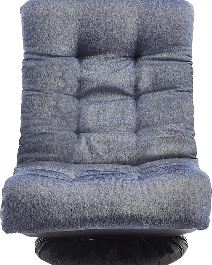 Amazon Basics Swivel Foam Lounge Chair - with Headrest, Adjustable, Denim, Blue, 26.3D x 23.5W x 13.7H in - LeafyLoom