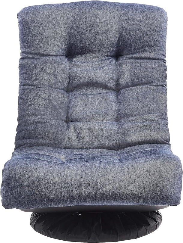 Amazon Basics Swivel Foam Lounge Chair - with Headrest, Adjustable, Denim, Blue, 26.3D x 23.5W x 13.7H in - LeafyLoom