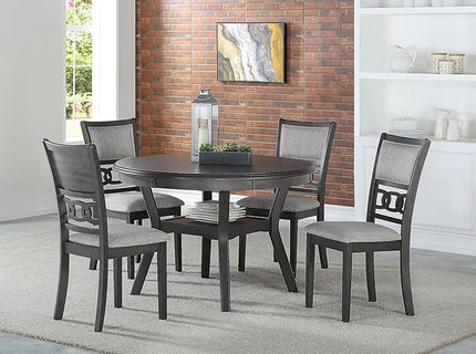 New Classic Furniture Gia Dining Chair (Set of Four), Light Gray Fabric Upholstered Seat & Back Rest, Gray - LeafyLoom
