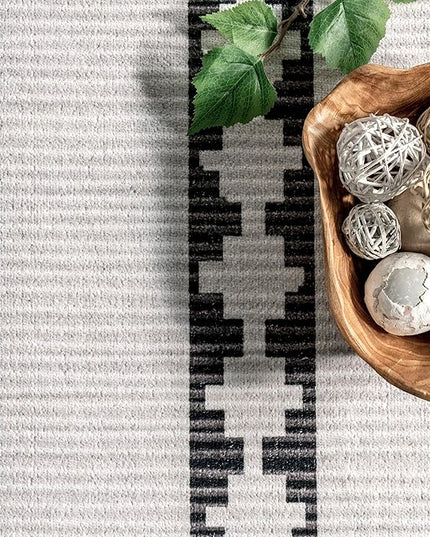 nuLOOM Elsy Modern Tribal Machine Washable Ultra Thin Area Rug, 8' x 10', Ivory - LeafyLoom