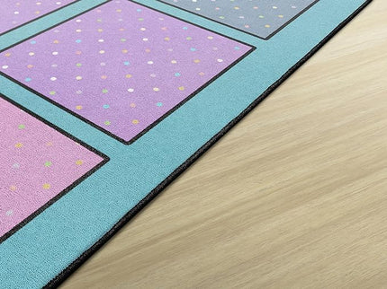 Flagship Carpets Happy Squares Educational Area Rug for Kids Room Seating Décor, Children's Classroom, Play Carpet for Teaching and Playroom, Seats 30, 10'6"x13'2", Blue & Multi Color - LeafyLoom