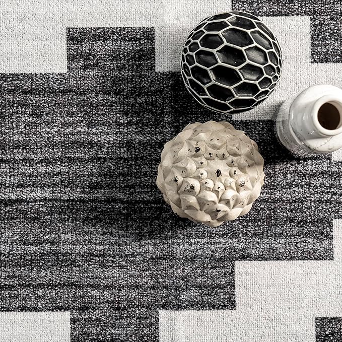 nuLOOM Tamera Modern Diamonds Machine Washable Ultra Thin Area Rug, 5' x 8', Grey - LeafyLoom