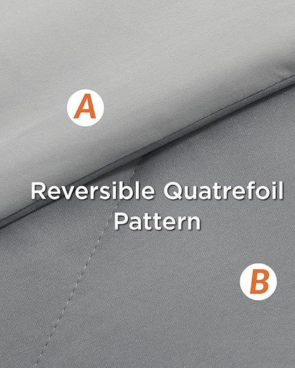 Bedsure Twin XL Comforter Sets - 5 Pieces Reversible Twin XL Bedding Sets, Bed Sets Comforters, Sheets, Pillowcase & Sham, Grey Twin Extra Long Size Bed in a Bag for College - LeafyLoom