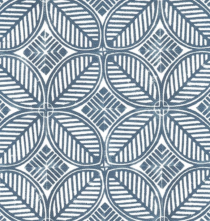 HomePop Upholstered Metal Barstool, Fabric Side Chairs for Dining Room, Kitchen and Living Room - Blue Indigo Print - LeafyLoom