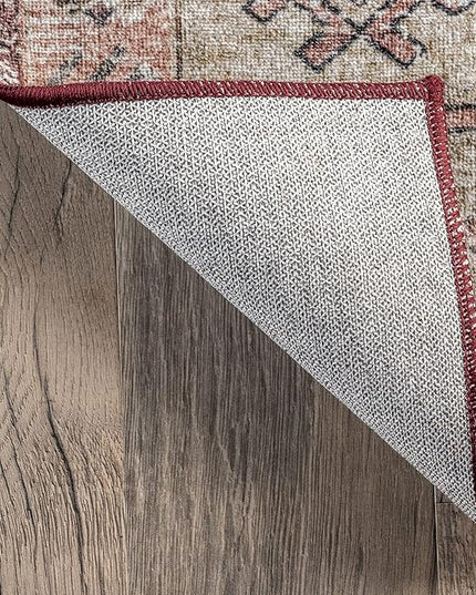 nuLOOM Emani Machine Washable Medallion Ultra Thin Area Rug, 4' x 6', Multi - LeafyLoom