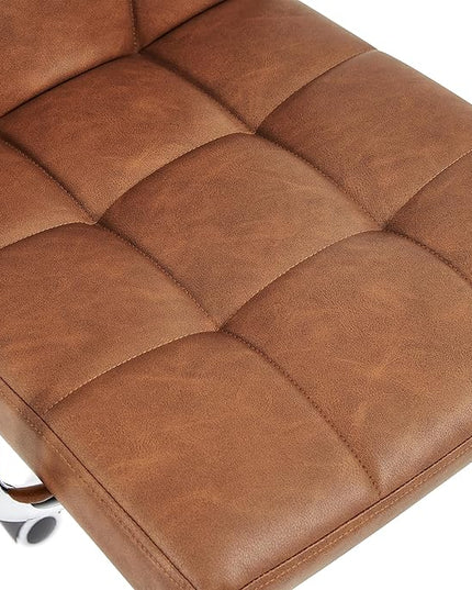 Yaheetech PU Leather Office Desk Chair Mid Back Height Adjustable Chair Comfortable Computer Swivel Chair w/Armrests, Retro Brown - LeafyLoom