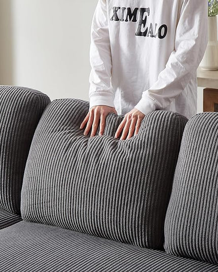 3 Seater Reversible Sleeper Sectional Sofa Bed with Storage Chaise Lounge and Cupholders, Corduroy Upholstered Convertible Sofabed Corner Couch,L Shaped Sofá for Living Room Office, Grey 78.5" - LeafyLoom