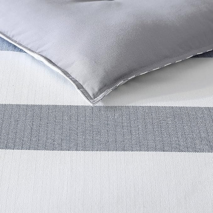 Nautica - King Size Comforter Set, Cotton Reversible Bedding with Matching Shams, Mediterranean Inspired Home Decor for All Seasons (Fairwater Blue, King) - LeafyLoom