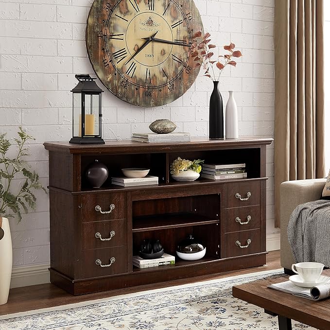 NicBex TV Stand for 65 Inch TV Modern TV Media Console Table with Open and Closed Storage Space,Entertainment Center with Storage for Living Room,60 Inch,Espresso - LeafyLoom