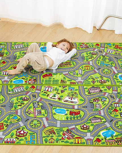 JOYIN 2 Pack Playmat City Life Carpet for Kids Age 3+, Jumbo Play Room Rug, City Pretend Play - LeafyLoom