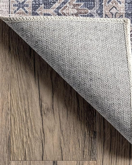 nuLOOM Finley Machine Washable Vintage Distressed Ultra Thin Area Rug, 3' x 5', Grey - LeafyLoom