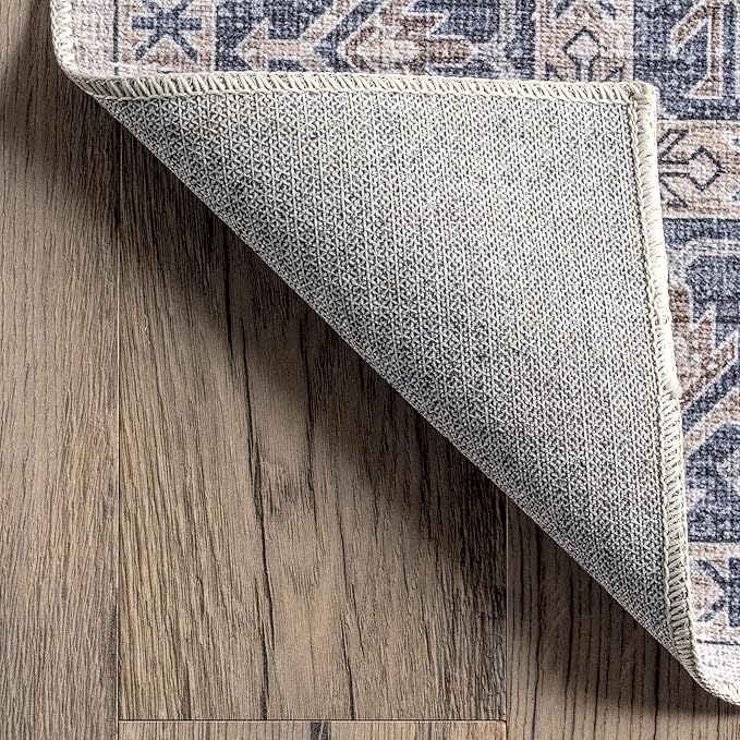 nuLOOM Finley Machine Washable Vintage Distressed Ultra Thin Area Rug, 3' x 5', Grey - LeafyLoom