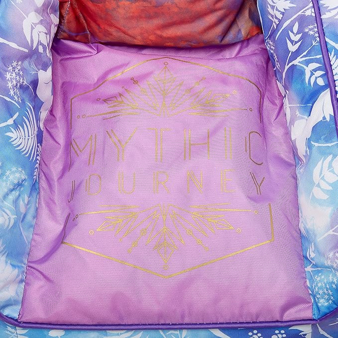 Idea Nuova Frozen 2 Kids Nylon Bean Bag Chair with Piping & Top Carry Handle with Olaf Graphics, Anna & Elsa, Purple, Large - LeafyLoom