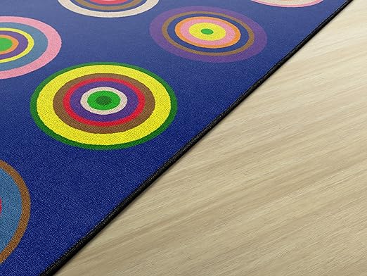 Flagship Carpets Color Rings Colorful Children's Area Rug for Kids Room Circle Seating Décor, Play Carpet for Teaching and Playing, Seats 20, 5'10" x 8'4", Indigo Blue - LeafyLoom