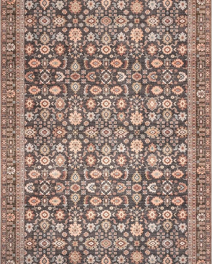 nuLOOM Cathie Persian Floral Machine Washable Ultra Thin Area Rug, 3' x 5', Beige - LeafyLoom