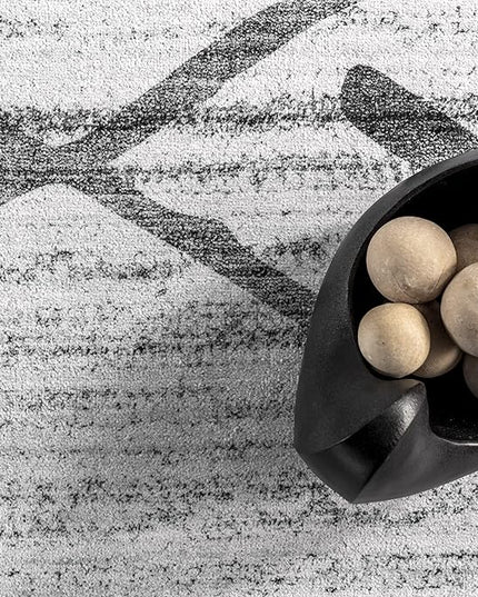 nuLOOM Trellis Stripes Machine Washable Ultra Thin Area Rug, 3' x 5', Light Grey - LeafyLoom