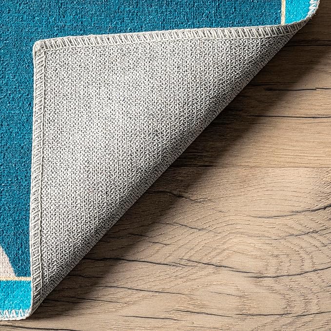 nuLOOM Zita Neighborhood Machine Washable Kids Ultra Thin Area Rug, 7' x 9', Blue Multi - LeafyLoom