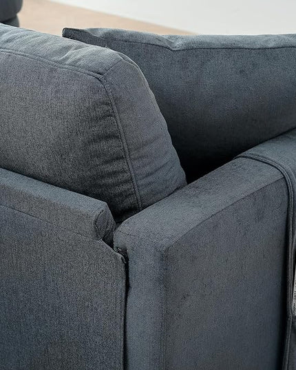 L Shaped Convertible Modular Sectional Couch with Movable Ottoman and Detachable Backrest , 4 Seater Reversible Corner Sofa ,Comfy Chenille Upholstered Sleeper Sofa&Couches for Living Room Office - LeafyLoom