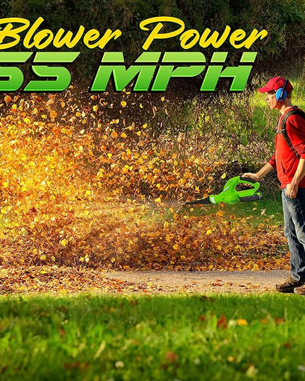Serenlife Lightweight Cordless Leaf Blower - 18V, 55 MPH Air Speed - Perfect for Decks, Gutter Cleaning, Snow & Small Yards - Rechargeable Battery & Charger Included - Charge Time 4 Hours - Only 5 lbs - LeafyLoom