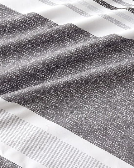 Bedsure Twin Comforter Set - 5 Pieces Grey White Striped Bedding Sets Twin Bed in A Bag with Comforters Twin Size, Sheets, Pillowcase & Sham, Bed Sets - LeafyLoom