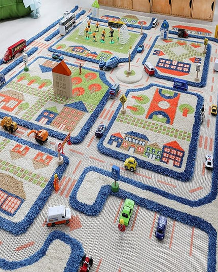 IVI 3D Play Carpets, 59 x 39 Inch, Traffic Educational Toddler Mat Rug for Bedroom, Kids Den, or Playroom, Medium - LeafyLoom
