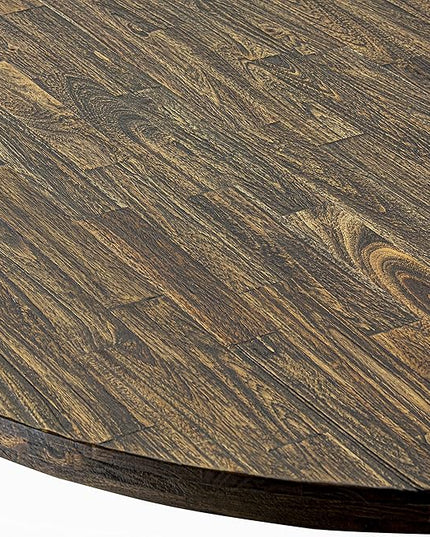 East West Furniture I3AB7-747 Irving 7 Piece Modern Dining Set Consist of a Round Wooden Table with Pedestal and 6 Light Sable Linen Fabric Parson Chairs, 48x48 Inch - LeafyLoom