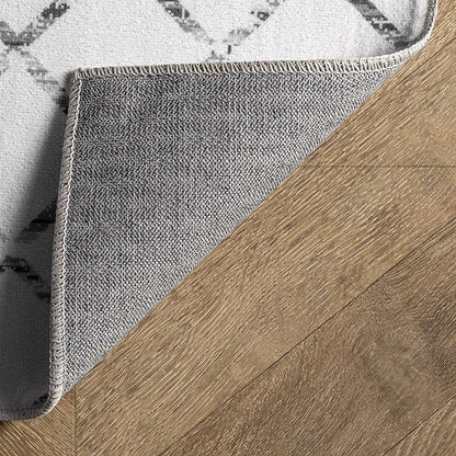 nuLOOM Moroccan Blythe Machine Washable Ultra Thin Runner Rug, 2' 6" x 10', Grey - LeafyLoom