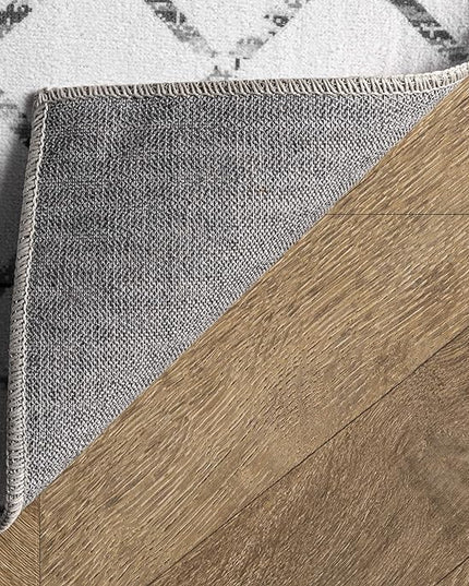 nuLOOM Moroccan Blythe Machine Washable Accent Rug, 3' x 5', Grey, Rectangular, 0.1" Thick - LeafyLoom