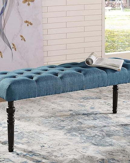 Roundhill Furniture Leviton Urban Style Dark Washed Wood Dining Set: Table, 4 Chairs and Bench, Blue - LeafyLoom