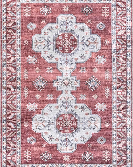 nuLOOM Norma Machine Washable Traditional Medallion Ultra Thin Area Rug, 5' x 8', Rust - LeafyLoom