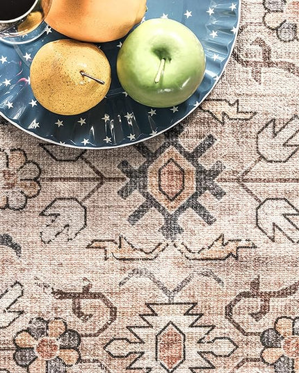 nuLOOM Gwyn Distressed Machine Washable Ultra Thin Runner Rug, 2' 6" x 8', Beige - LeafyLoom
