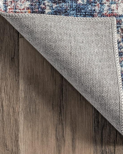 nuLOOM Kasi Vintage Persian Machine Washable Ultra Thin Area Rug, 5' x 8', Blue - LeafyLoom