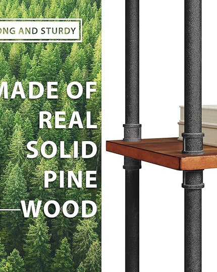 Barnyard Designs Rustic Industrial Bookshelf - Real Pine Wood with Sturdy Metal Frame - Tier Bookcase for Displaying Decor - No Tools Required Assembly (5-Shelf) - LeafyLoom