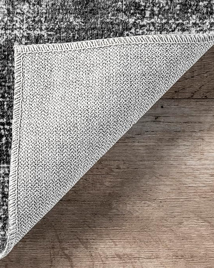nuLOOM Corinna Modern Abstract Machine Washable Ultra Thin Area Rug, 8' x 10', Charcoal - LeafyLoom