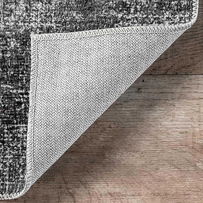 nuLOOM Corinna Modern Abstract Machine Washable Ultra Thin Area Rug, 8' x 10', Charcoal - LeafyLoom