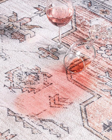 NuLOOM Ren Vintage Floral Machine Washable Ultra Thin Runner Rug, 2' 6" x 6', Peach - LeafyLoom