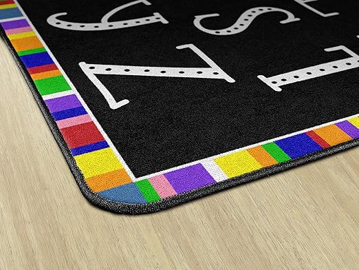 Flagship Carpets Colorful Abc's Multicolor Border Area Rug for Childrens Classroom, at Home Education or Kids Play Room, 6' x 8'4", Rectangle - LeafyLoom